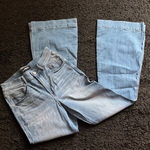 Express Stylish Light Blue Bell Flare High Ride Jeans